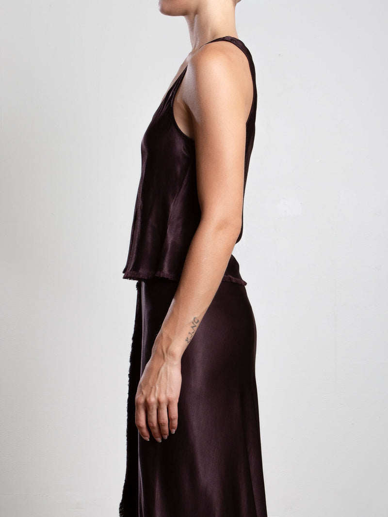 Maggie Tank in Vintage Satin - Raisin