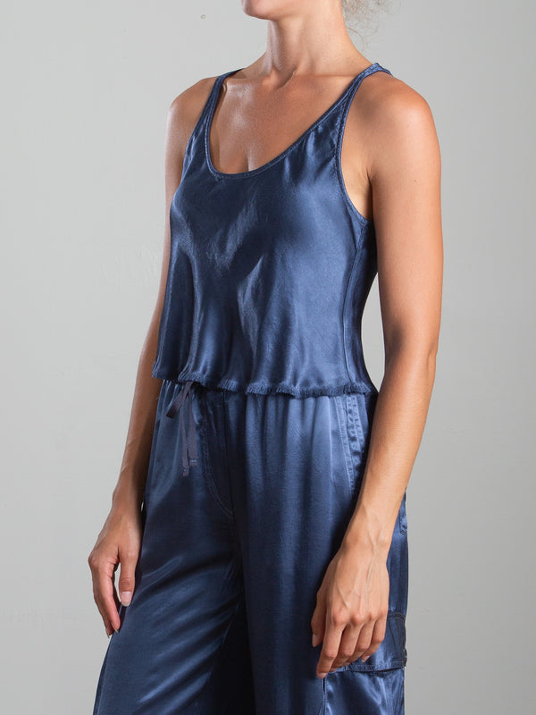 Maggie Tank in Vintage Satin - Steel