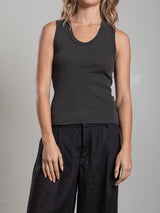 Joan Tank in Lightweight Rib - Vintage Black