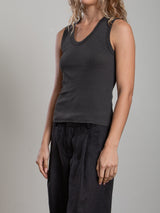 Joan Tank in Lightweight Rib - Vintage Black