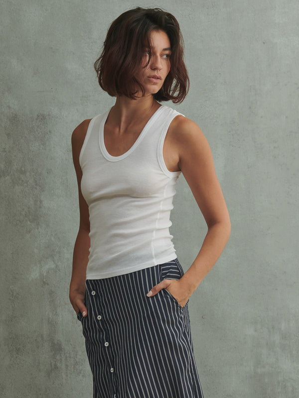 Joan Tank in Lightweight Rib - White