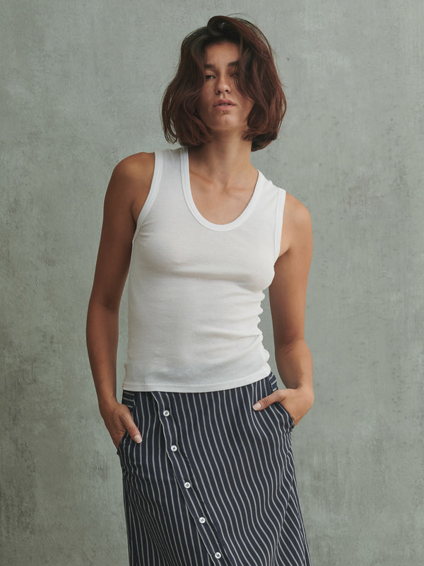 Joan Tank in Lightweight Rib - White
