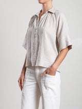Halle Shirt in French Linen - Cement