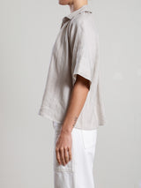 Halle Shirt in French Linen - Cement