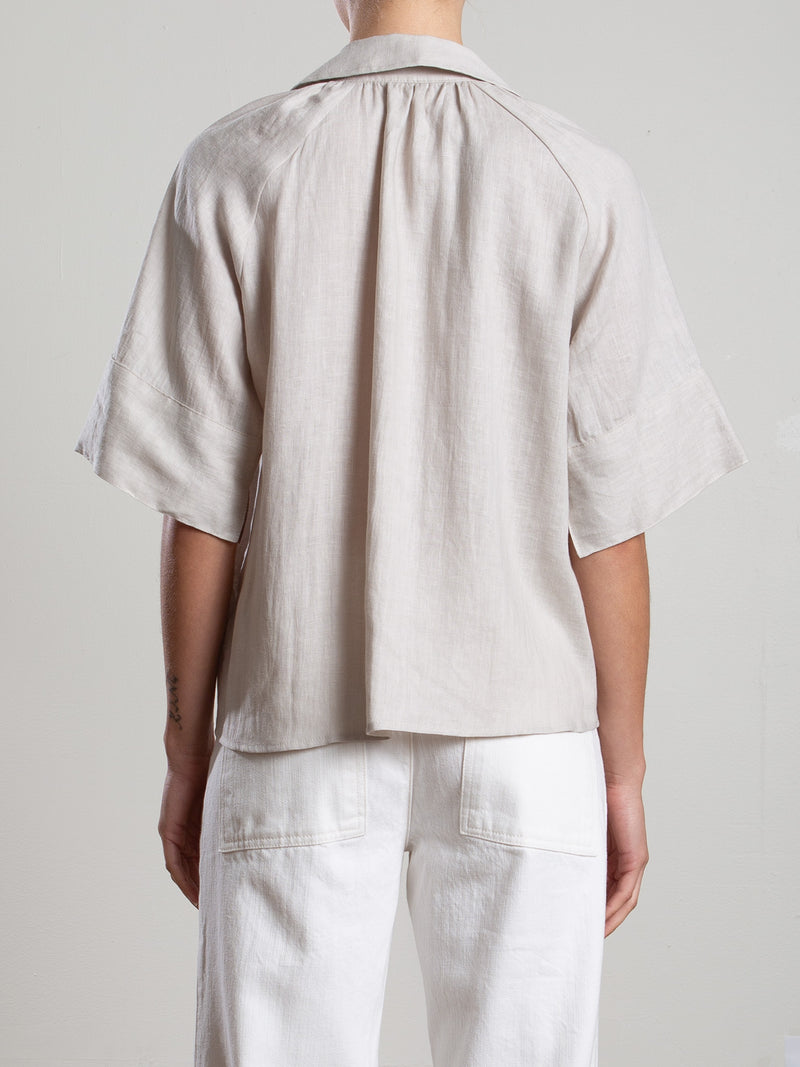 Halle Shirt in French Linen - Cement
