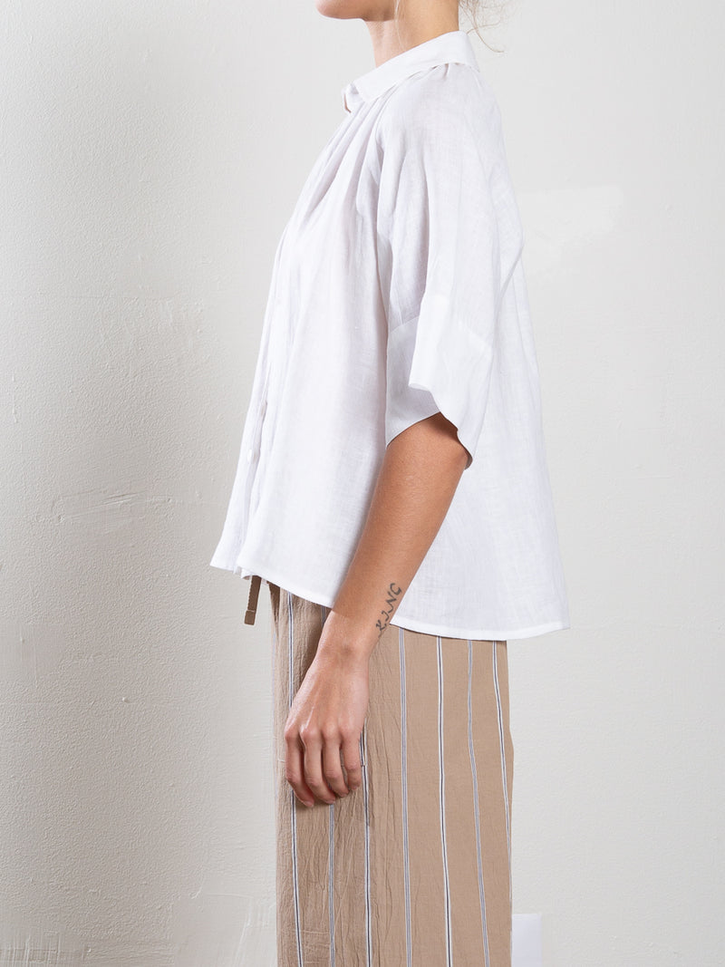 Halle Shirt in French Linen - White