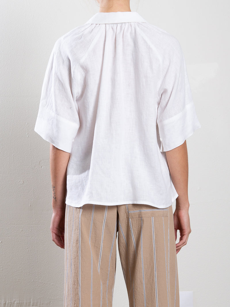 Halle Shirt in French Linen - White