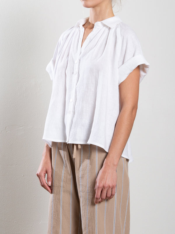 Halle Shirt in French Linen - White