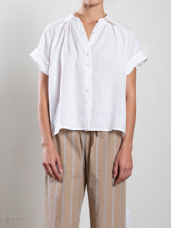 Halle Shirt in French Linen - White