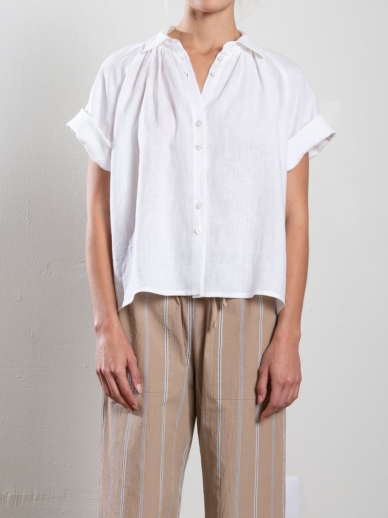 Halle Shirt in French Linen - White