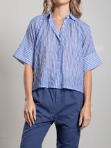 Halle Shirt in Marin Stripe - Blue