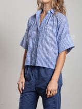 Halle Shirt in Marin Stripe - Blue