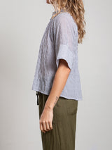 Halle Shirt in Marin Stripe - Washed Black