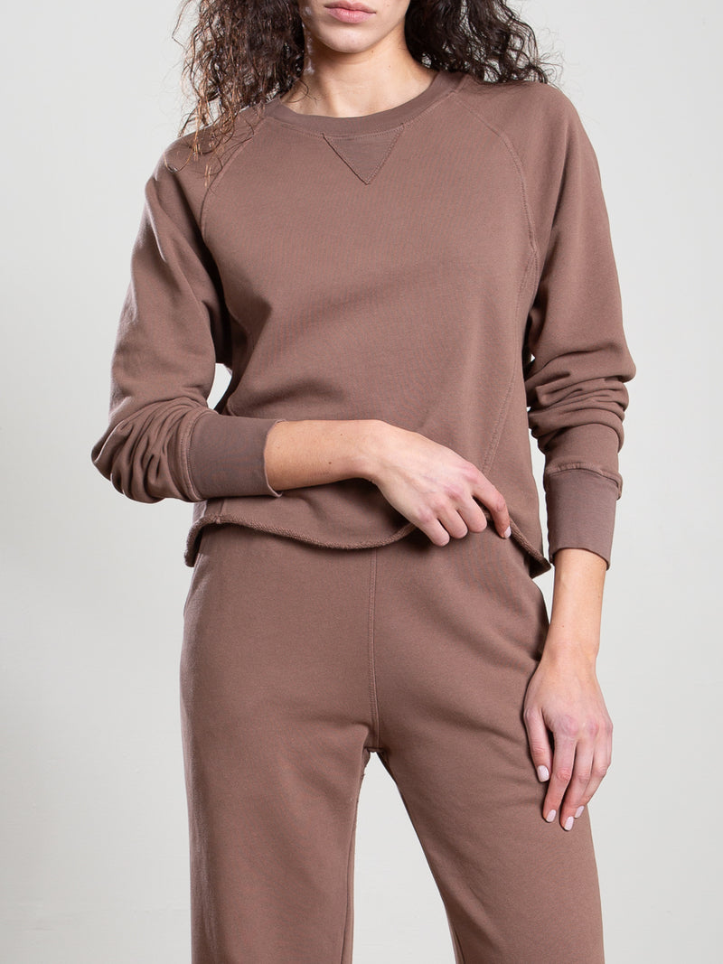 Sara Crewneck in French Terry - Carob