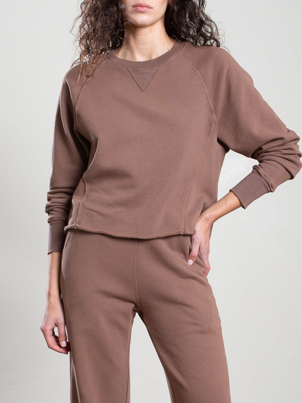 Sara Crewneck in French Terry - Carob