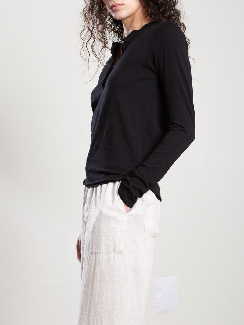 Ethan Henley in Supima Slub - Black