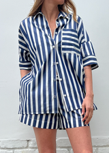 Payton Shirt in Cotton Stripe - Navy