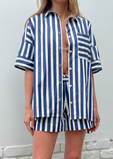 Payton Shirt in Cotton Stripe - Navy