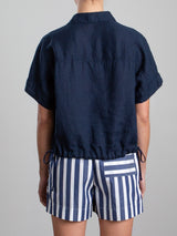Zoey Shirt in French Linen - Ink