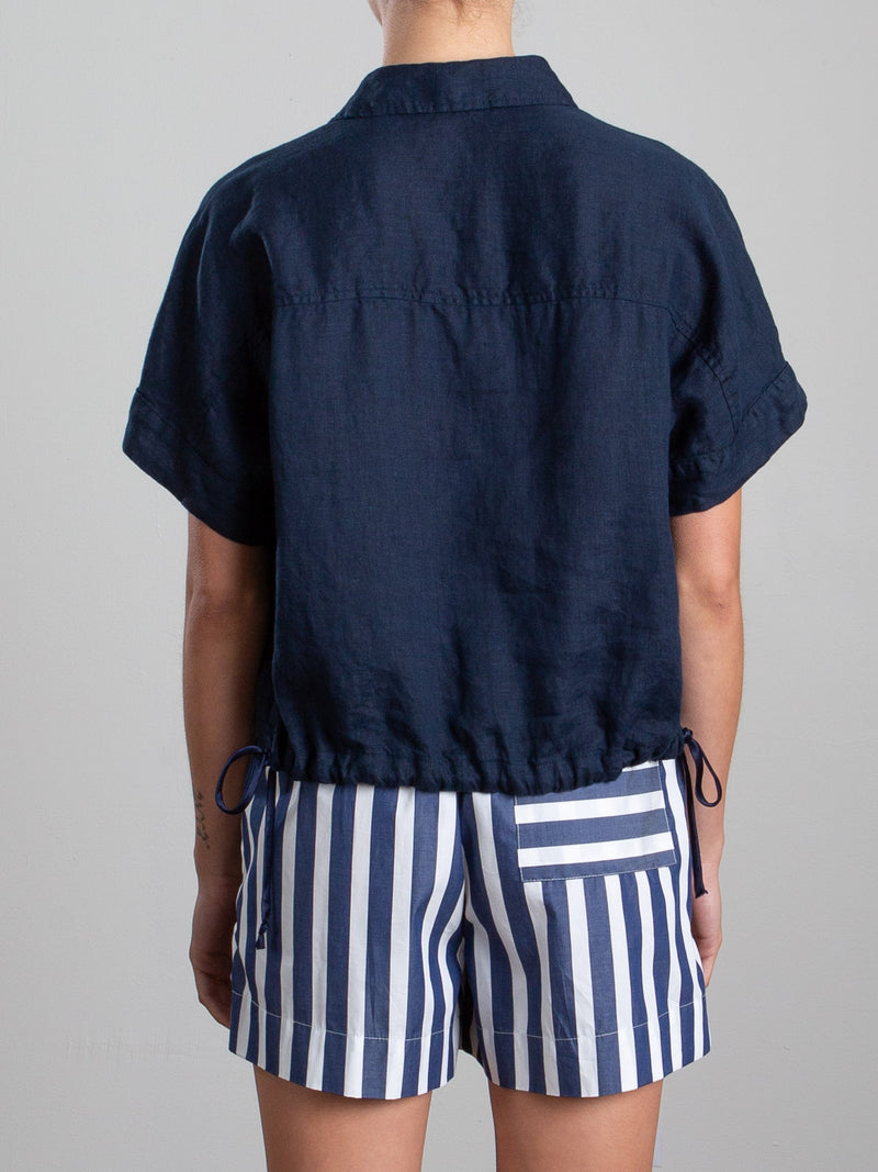 Zoey Shirt in French Linen - Ink