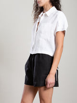 Zoey Shirt in French Linen - White