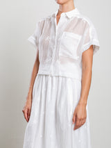 Zoey Shirt in Floral Embroidery - White