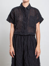 Zoey Shirt in Stripe Embroidery - Black