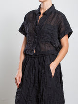 Zoey Shirt in Stripe Embroidery - Black