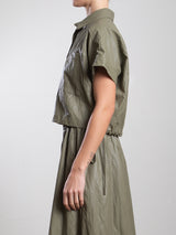 Zoey Shirt in Faux Leather - Army