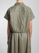 Zoey Shirt in Faux Leather - Army