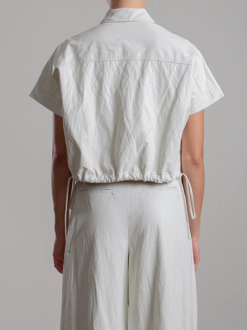 Zoey Shirt in Faux Leather - Ivory