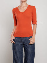 Thea Tee in Lightweight Rib - Tomato