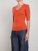 Thea Tee in Lightweight Rib - Tomato