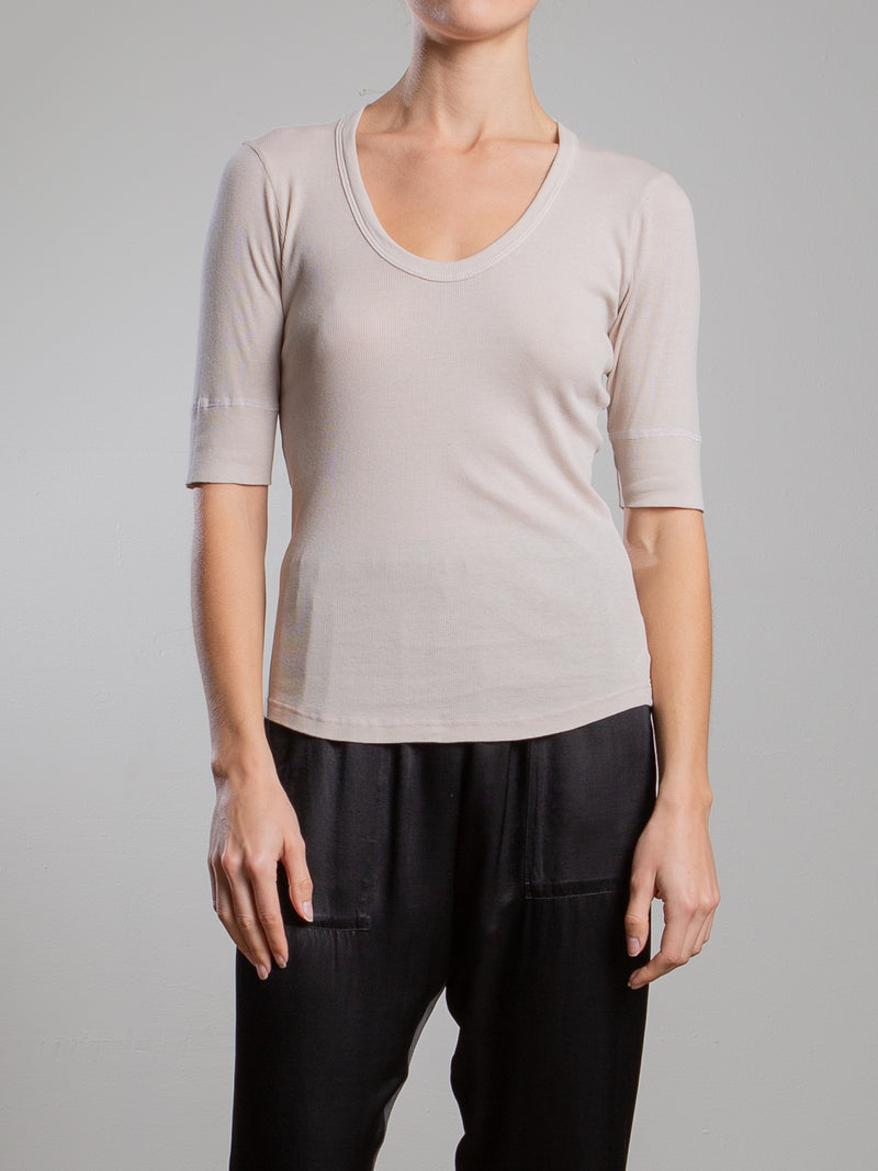 Thea Tee in Lightweight Rib - Cement