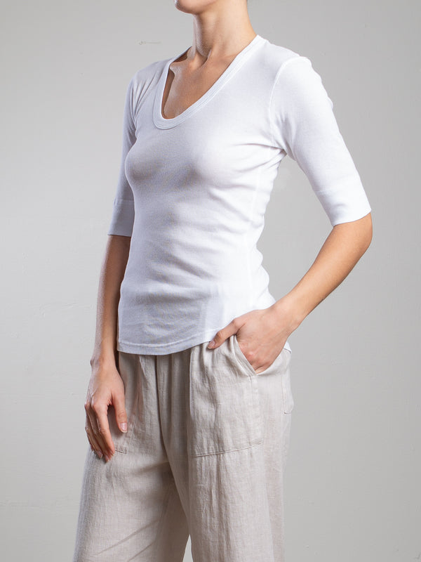 Thea Tee in Lightweight Rib - White