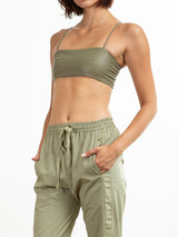 Toga Bralette in Faux Leather - Army