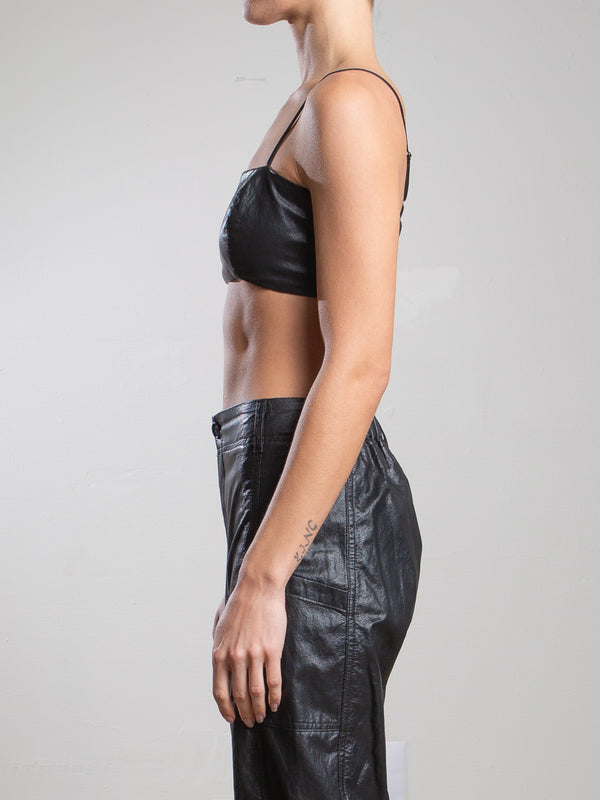 Toga Bralette in Faux Leather - Black