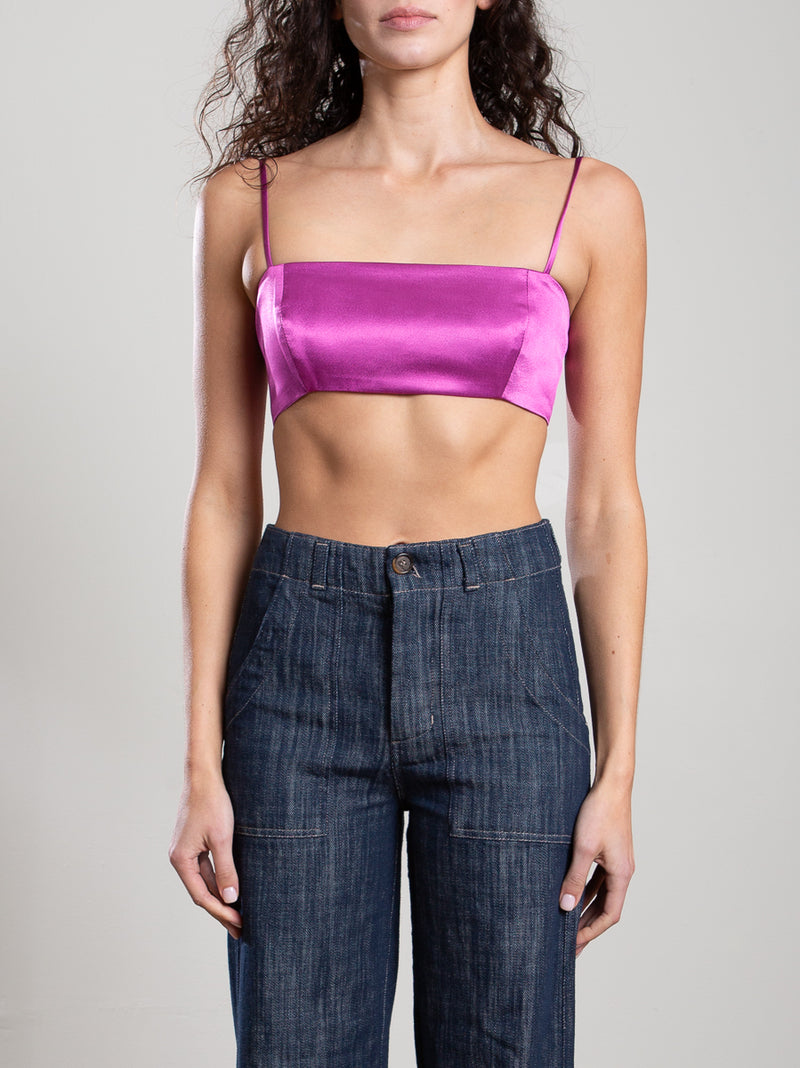 Toga Bralette in Italian Satin - Magenta