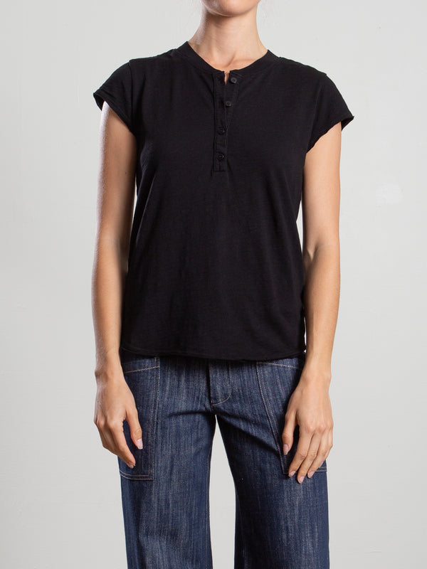 Sal Henley in Supima Slub - Black