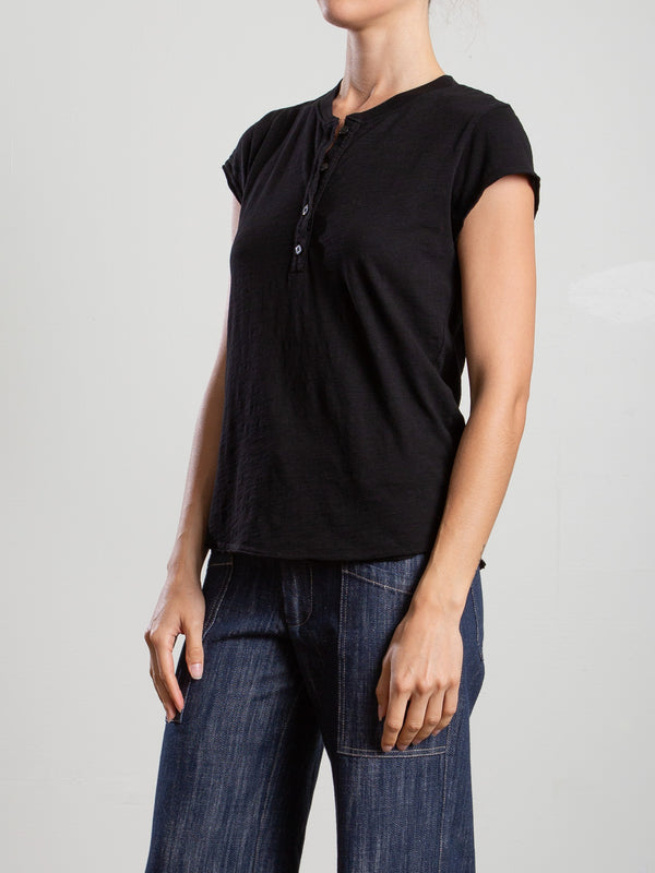 Sal Henley in Supima Slub - Black