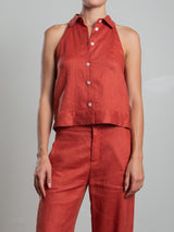 Atlas Halter in French Linen - Persimmon