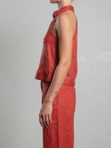 Atlas Halter in French Linen - Persimmon