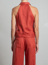 Atlas Halter in French Linen - Persimmon