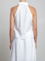 Atlas Halter in French Linen - White