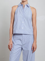 Atlas Halter in Cotton Stripe - Blue/Brown