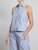 Atlas Halter in Cotton Stripe - Blue/Brown