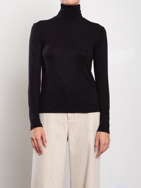 Shiloh Turtleneck in Cashmere Jersey - Black