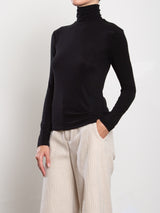 Shiloh Turtleneck in Cashmere Jersey - Black