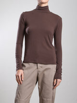 Shiloh Turtleneck in Cashmere Jersey - Chocolate