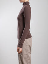 Shiloh Turtleneck in Cashmere Jersey - Chocolate